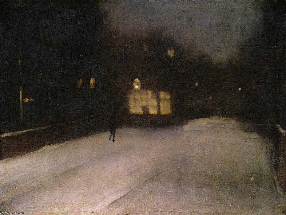 Order Art Reproductions Nocturne in Grey and Gold: Chelsea Snow, 1876 by James Abbott Mcneill Whistler (1834-1903, United States) | ArtsDot.com