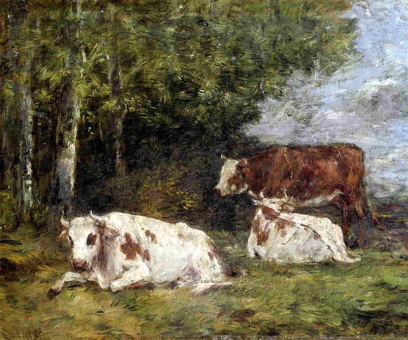 Order Paintings Reproductions Norman Pasture, 1858 by Eugène Louis Boudin (1824-1898, France) | ArtsDot.com