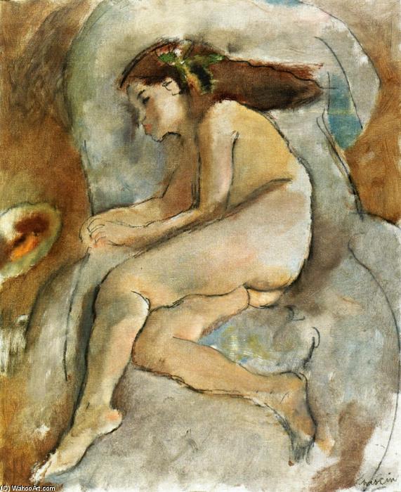 Order Art Reproductions Nude in an Armchair, 1927 by Julius Mordecai Pincas (1885-1930, Bulgaria) | ArtsDot.com