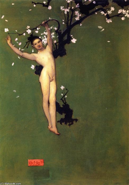 Order Art Reproductions Nude Oriental Youth with Apple Blossom, 1878 by John Singer Sargent (1856-1925, Italy) | ArtsDot.com