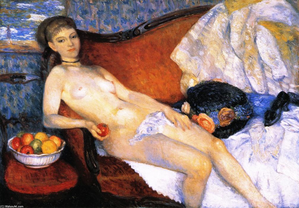 Order Art Reproductions Nude with Apple, 1910 by William James Glackens (1870-1938, United States) | ArtsDot.com