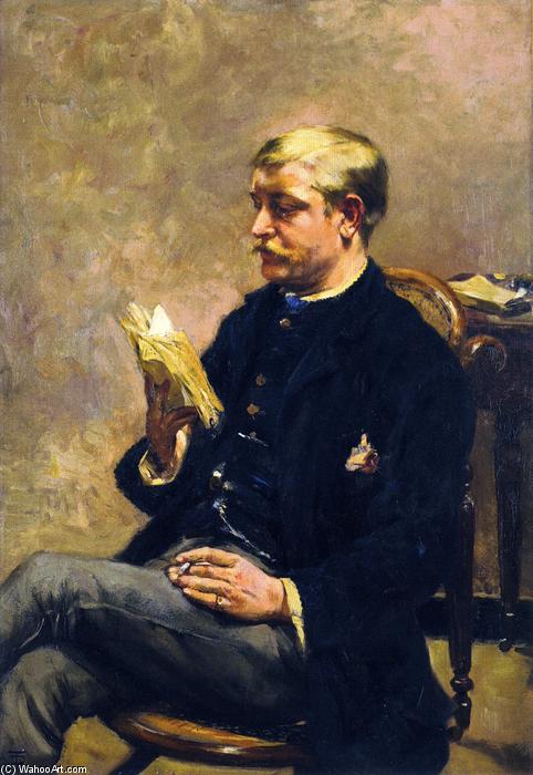 Order Art Reproductions Octave Maus Reading, 1883 by Theo Van Rysselberghe (1862-1926, Belgium) | ArtsDot.com