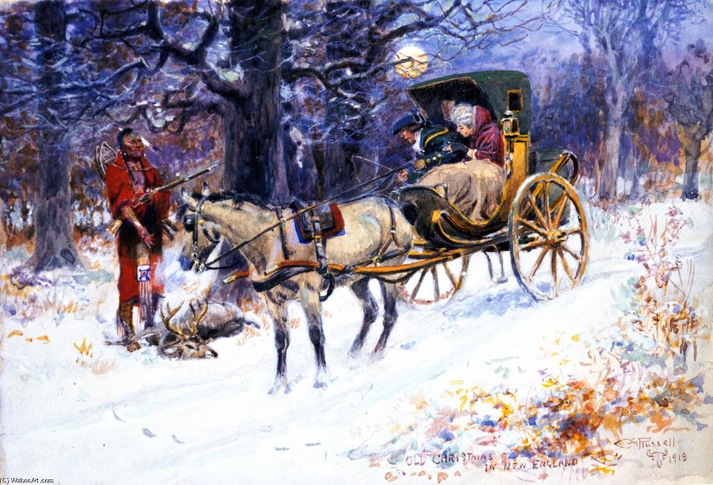 Buy Museum Art Reproductions Old Christmas in New England, 1918 by Charles Marion Russell (1864-1926, United States) | ArtsDot.com