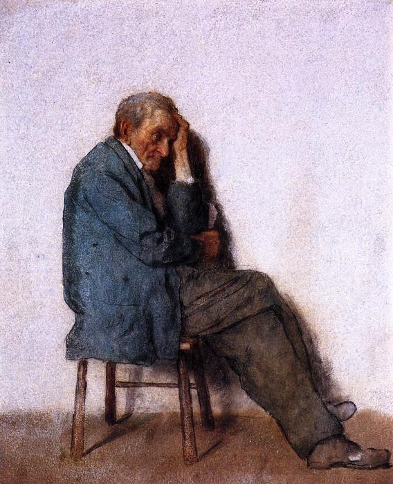 Order Paintings Reproductions Old Man, Seated, 1880 by Jonathan Eastman Johnson (1824-1906, United Kingdom) | ArtsDot.com