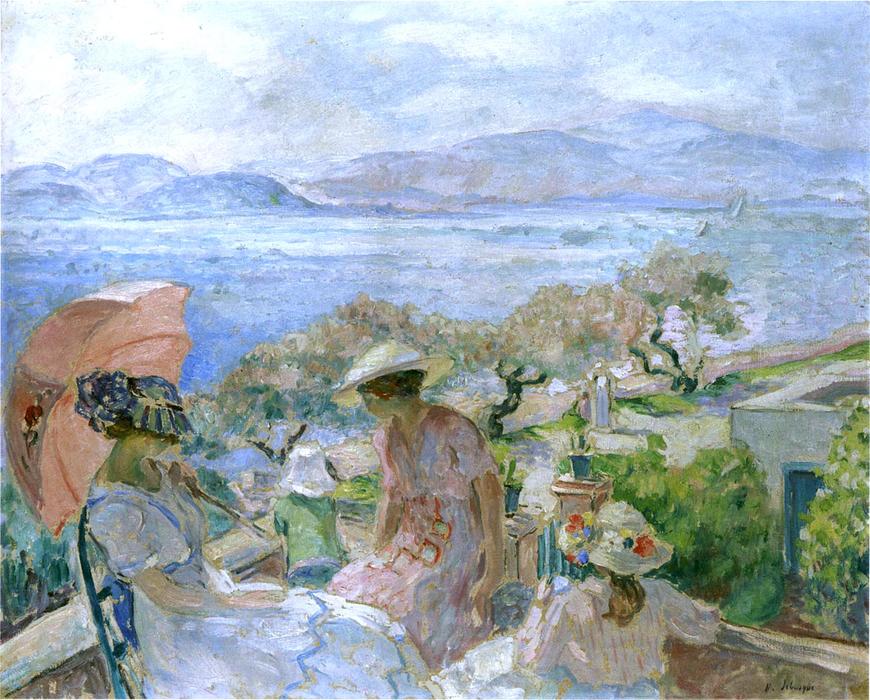 Order Paintings Reproductions On the terrace by the sea at St Maxime by Henri Lebasque (1865-1937, France) | ArtsDot.com