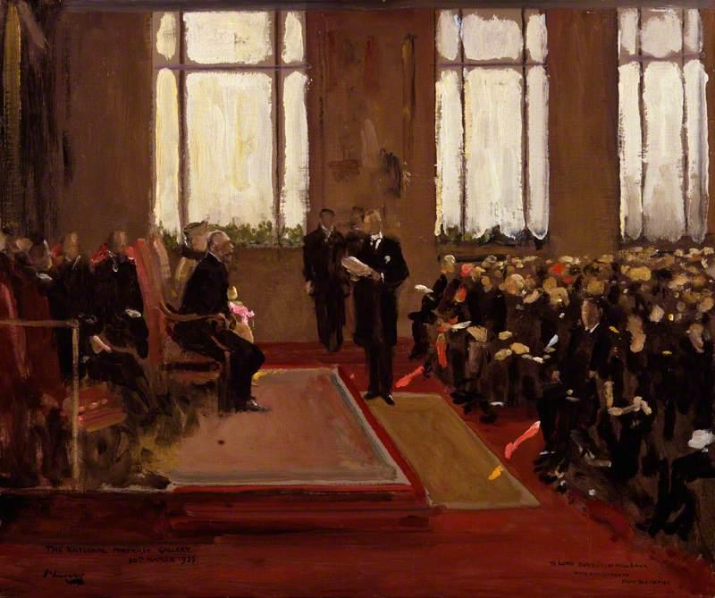 Order Oil Painting Replica Opening of the Lord Duveen Annexe to the National Portrait Gallery, 1933 by John Lavery | ArtsDot.com