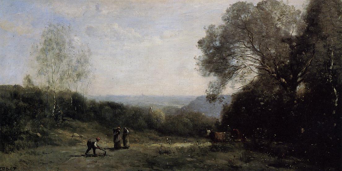 Order Oil Painting Replica Outside Paris - The Heights above Ville d`Avray, 1865 by Jean Baptiste Camille Corot (1796-1875, France) | ArtsDot.com