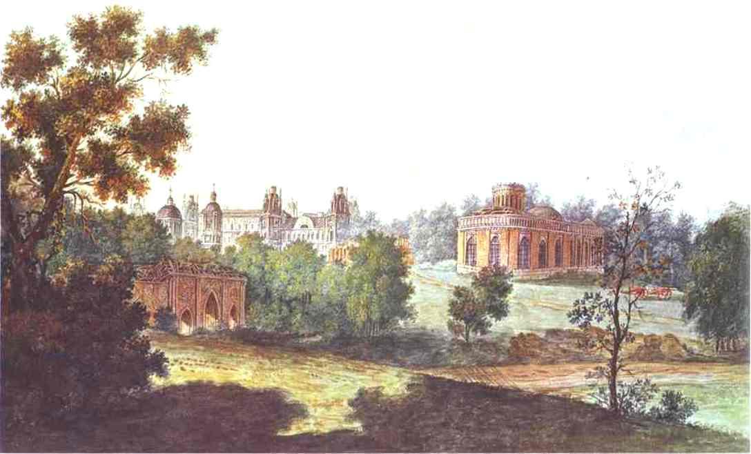 Buy Museum Art Reproductions Palace in Tsaritsyno in the Vicinity of Moscow, 1800 by Fedor Yakovlevich Alekseev (1753-1824, Russia) | ArtsDot.com