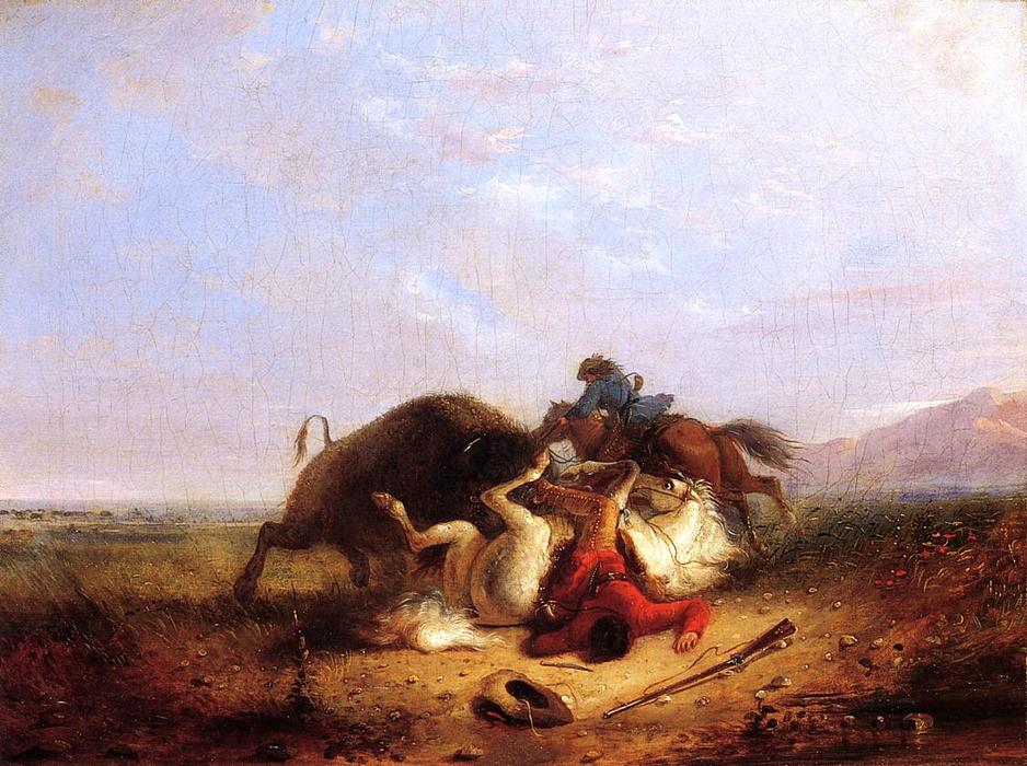 Order Oil Painting Replica Pierre and the Buffalo by Alfred Jacob Miller (1810-1874, United States) | ArtsDot.com