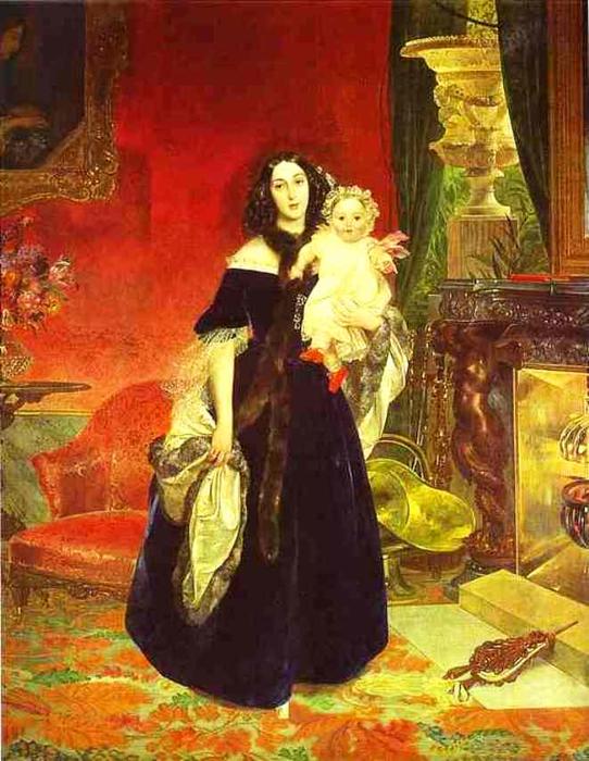 Order Paintings Reproductions Portrait of M. A. Beck and Her Daughter M.I. Beck, 1840 by Karl Pavlovich Brulloff (1799-1852) | ArtsDot.com