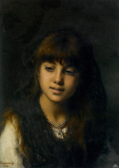 Order Oil Painting Replica Portrait of a young girl (25), 1884 by Alexei Alexeievich Harlamoff (1840-1925, Russia) | ArtsDot.com