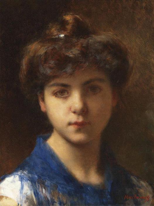 Order Oil Painting Replica Portrait of a young girl (28) by Alexei Alexeievich Harlamoff (1840-1925, Russia) | ArtsDot.com