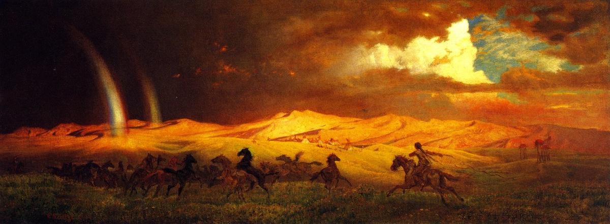 Compra Riproduzioni D'arte Del Museo Prairie Bluffs a Julesburg, South Platte, Storm al tramonto, 1861 di Emanuel Gottlieb Leutze (1816-1868, Germany) | ArtsDot.com
