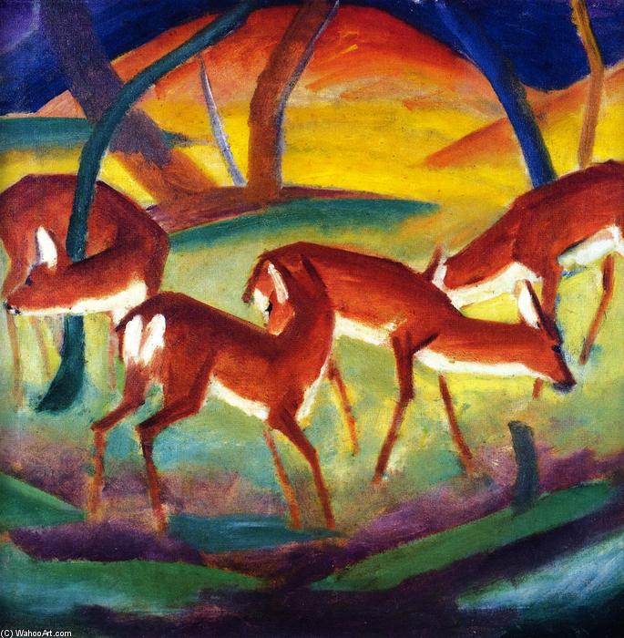 Order Paintings Reproductions Red Deer I, 1910 by Franz Marc (1880-1916, Germany) | ArtsDot.com