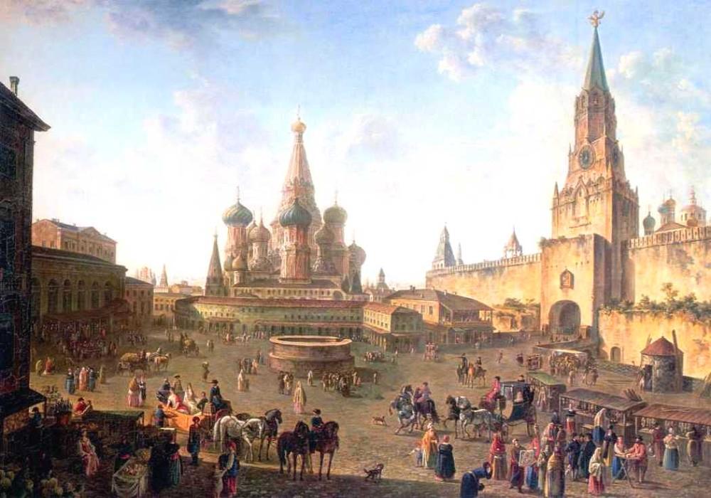 Order Paintings Reproductions The Red Square in Moscow, 1801 by Fedor Yakovlevich Alekseev (1753-1824, Russia) | ArtsDot.com