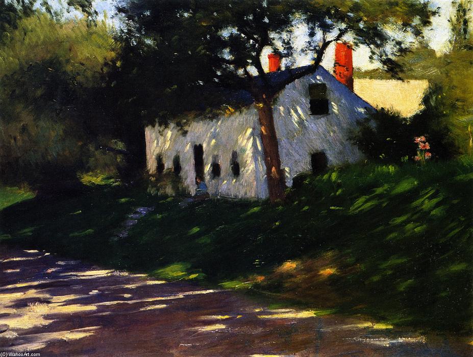 Order Paintings Reproductions Roadside Cottage, Medfield, Mass., 1890 by Dennis Miller Bunker (1861-1890, United States) | ArtsDot.com