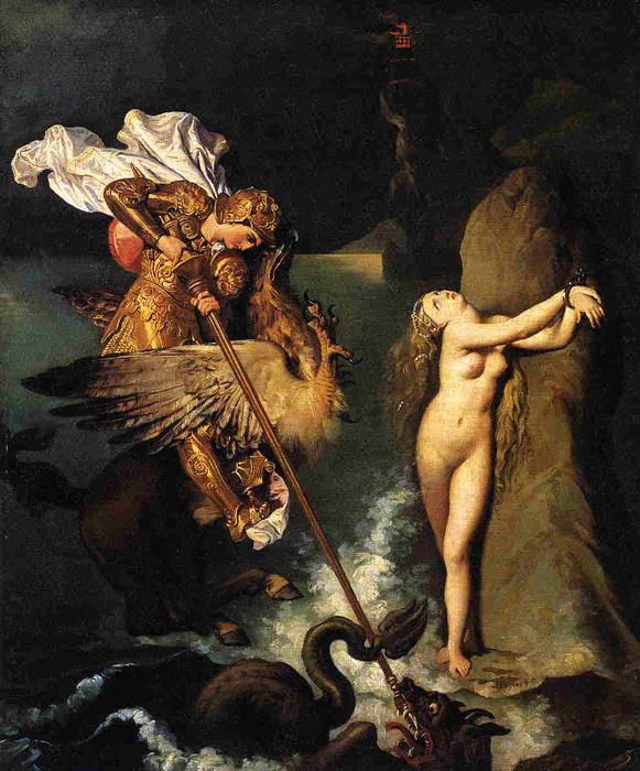 Order Oil Painting Replica Roger Freeing Angelica, 1819 by Jean Auguste Dominique Ingres (1780-1867, France) | ArtsDot.com