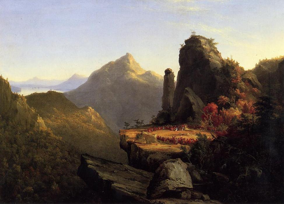 Order Art Reproductions Scene from `The Last of the Mohicans`: Cora Kneeling at the Feet of Tanemund, 1827 by Thomas Cole (1801-1848, United Kingdom) | ArtsDot.com