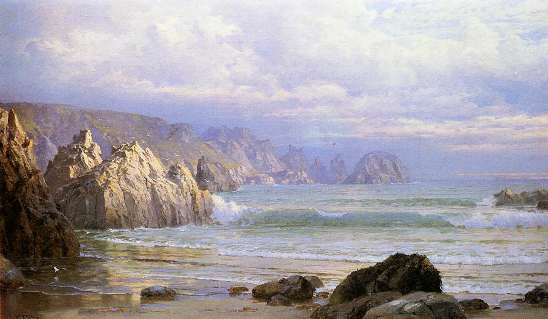 Order Artwork Replica Seascape: Along the Cliffs by William Trost Richards (1833-1905, United States) | ArtsDot.com