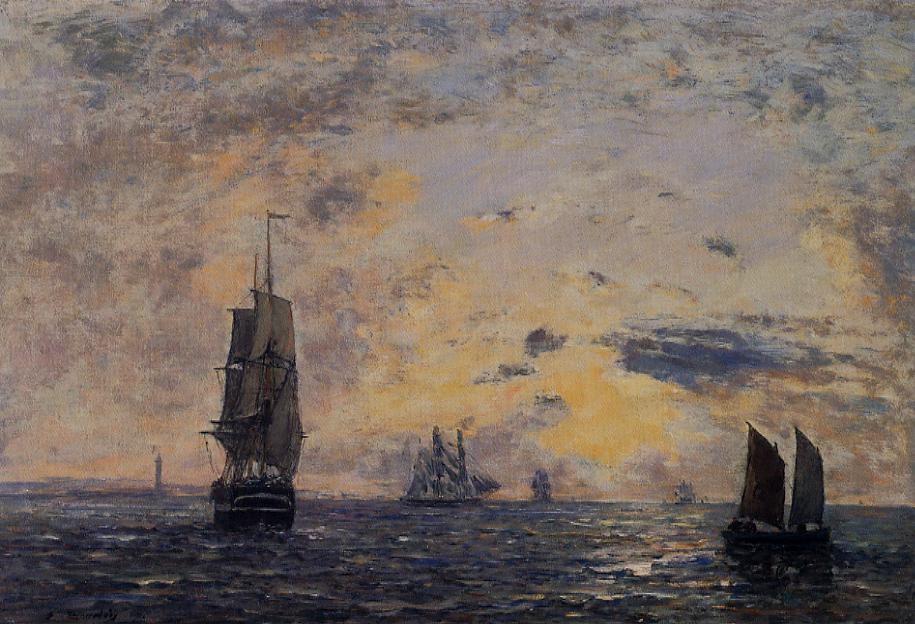Order Oil Painting Replica Seascape, Fishing Boats, 1888 by Eugène Louis Boudin (1824-1898, France) | ArtsDot.com