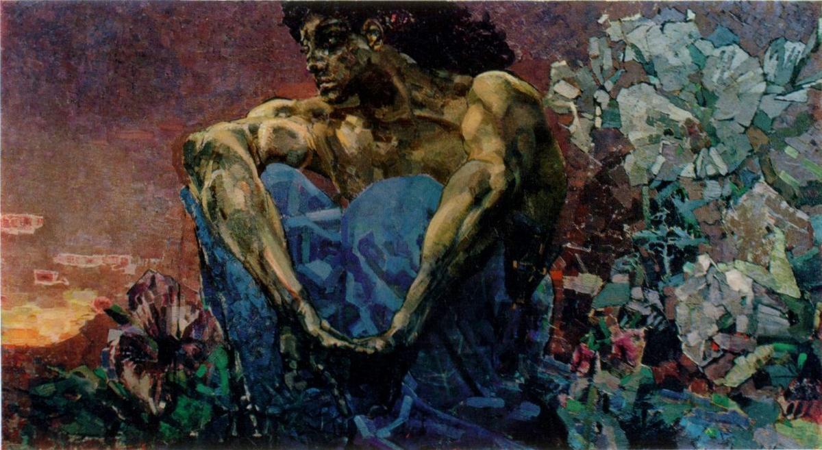 Order Paintings Reproductions Seated Deamon, 1890 by Mikhail Vrubel (1856-1910, Russia) | ArtsDot.com