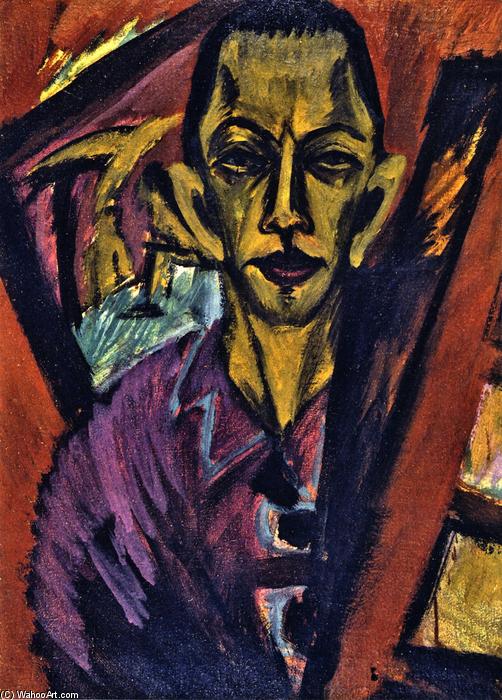 Order Oil Painting Replica Self-portrait, 1938 by Ernst Ludwig Kirchner (1880-1938, Germany) | ArtsDot.com