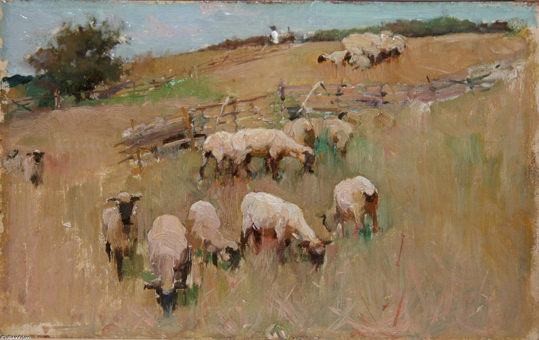 Order Oil Painting Replica Shepherding by Walter Frederick Osborne (1859-1903, Ireland) | ArtsDot.com