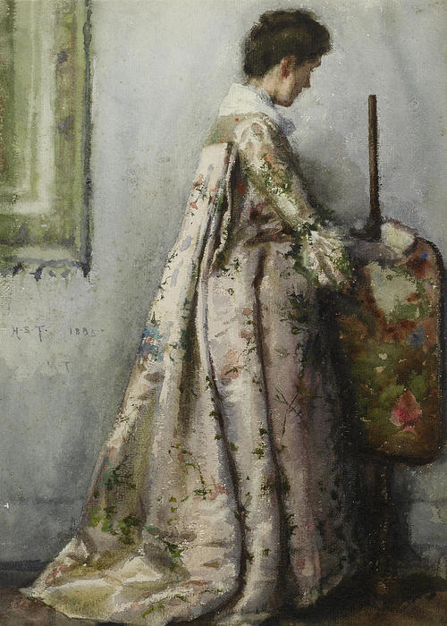 Order Art Reproductions The silk gown (also known as Portrait of Maria Tuke Sainsbury), 1885 by Henry Scott Tuke (1858-1929, United Kingdom) | ArtsDot.com