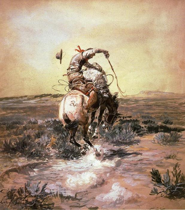 Order Art Reproductions A Slick Rider, 1905 by Charles Marion Russell (1864-1926, United States) | ArtsDot.com