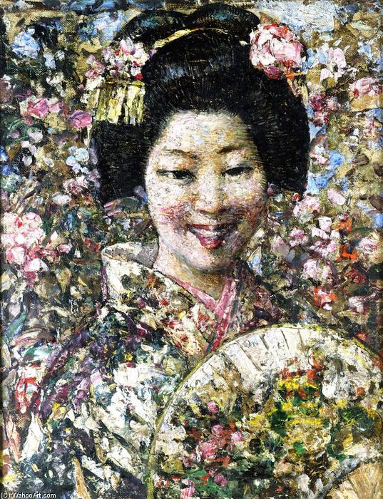 Order Artwork Replica A Smiling Geisha by Edward Atkinson Hornel (1864-1933, Australia) | ArtsDot.com