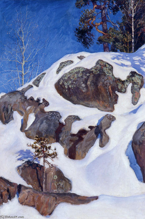 Order Paintings Reproductions Snow-Covered Cliffs at Kalela, 1901 by Akseli Gallen Kallela (1865-1931, Finland) | ArtsDot.com
