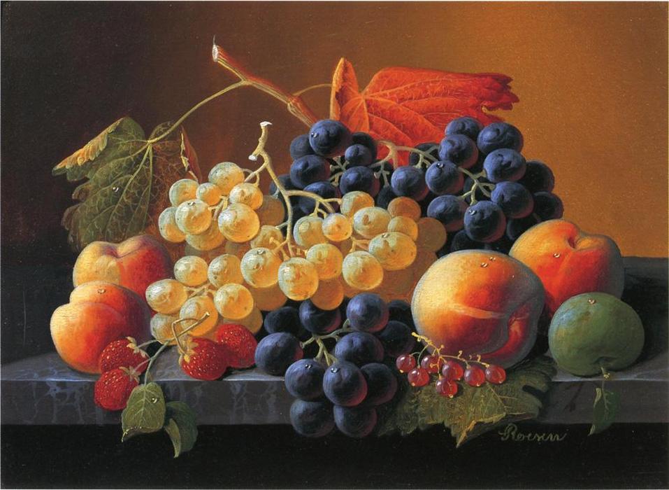 Order Paintings Reproductions Still Life of Fruit on a Marble Tabletop by Severin Roesen (1815-1872, Germany) | ArtsDot.com