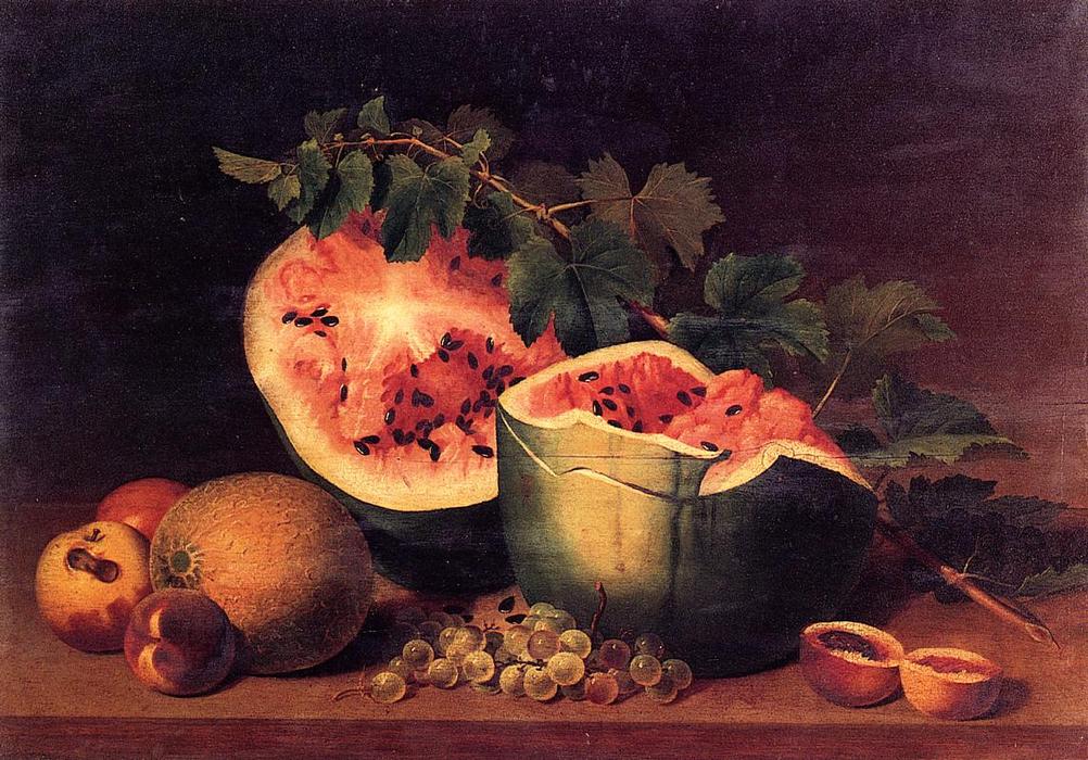 Order Oil Painting Replica Still Life with Broken Watermelon, 1820 by James Peale (1749-1831, United States) | ArtsDot.com