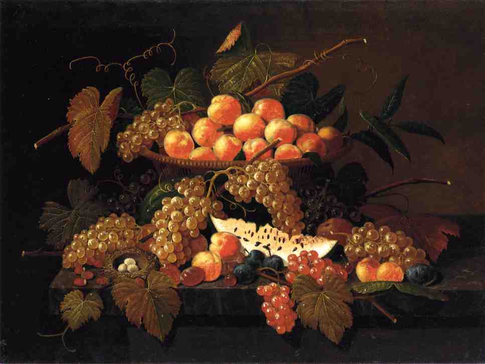 Order Paintings Reproductions Still Life with Fruit and Nest by Severin Roesen (1815-1872, Germany) | ArtsDot.com