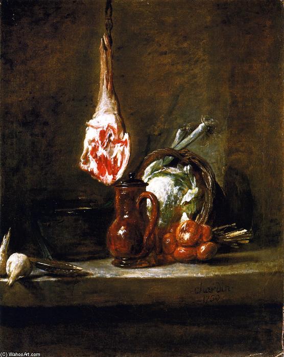 Order Paintings Reproductions Still LIfe with Leg of Mutton, 1730 by Jean-Baptiste Simeon Chardin (1699-1779, France) | ArtsDot.com