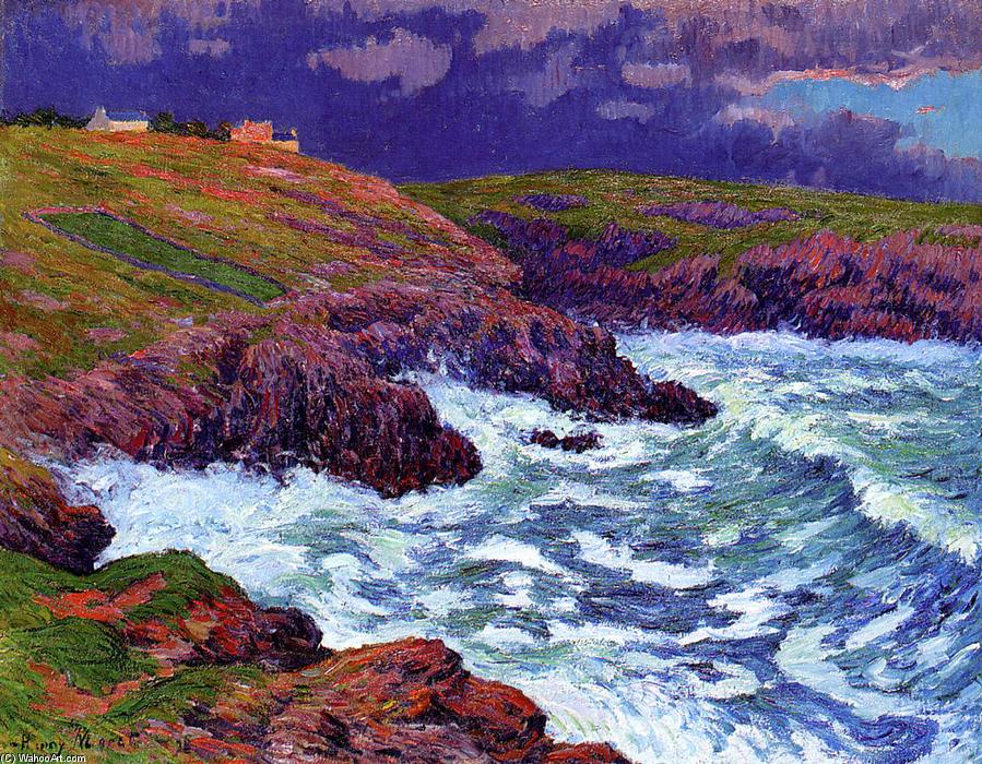Order Art Reproductions Storm, the Coast of Finestere, 1898 by Henri Moret (1856-1913, France) | ArtsDot.com