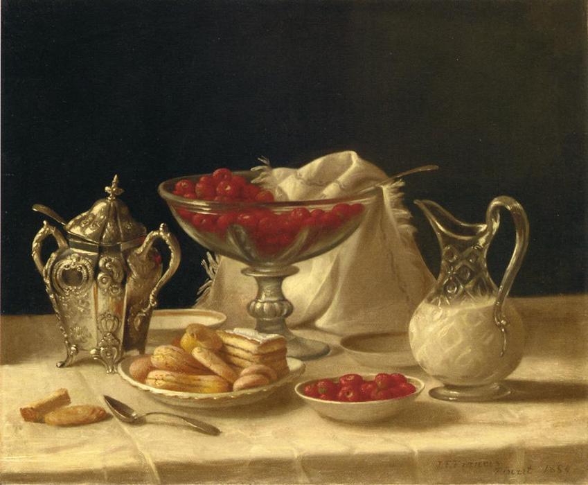 Order Oil Painting Replica Strawberries, Cakes and Cream, 1854 by John F Francis (Inspired By) (1905-1990, United States) | ArtsDot.com