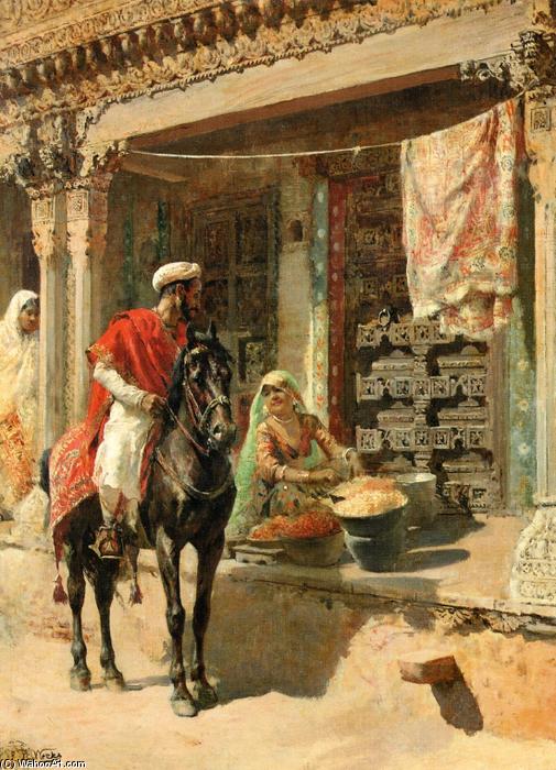 Order Paintings Reproductions Street Vendor, Ahmedabad, 1885 by Edwin Lord Weeks (1849-1903, United States) | ArtsDot.com