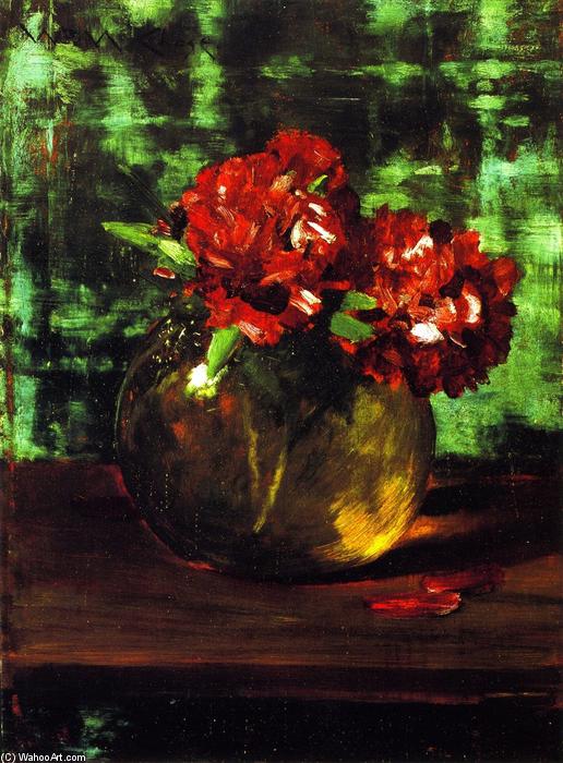 Buy Museum Art Reproductions Study of Flowers, Red against Green (also known as Still LIfe), 1885 by William Merritt Chase (1849-1916, United States) | ArtsDot.com
