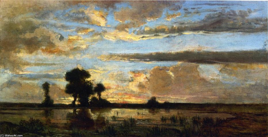 Order Oil Painting Replica Sunset by Théodore Rousseau (Pierre Etienne Théodore Rousseau) (1812-1867, France) | ArtsDot.com