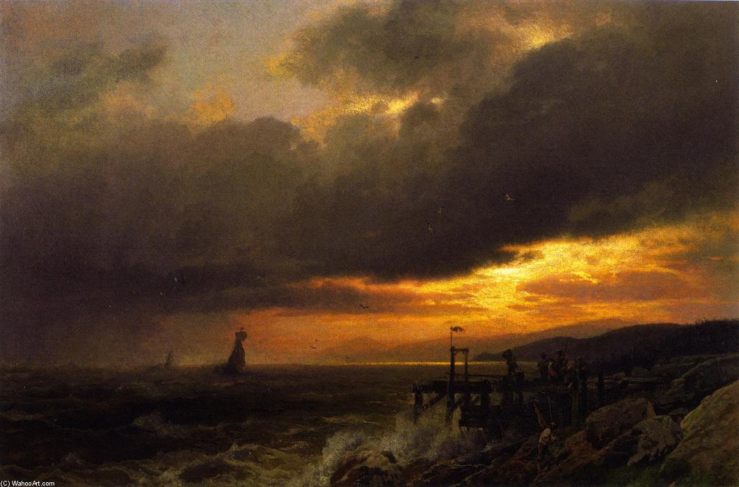 Order Paintings Reproductions Sunset on the Coast of Maine by Herman Herzog (1832-1932, Germany) | ArtsDot.com