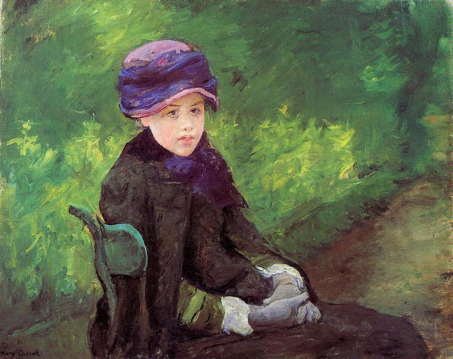 Order Oil Painting Replica Susan Seated Outdoors Wearing a Purple Hat, 1881 by Mary Stevenson Cassatt (1843-1926, United States) | ArtsDot.com