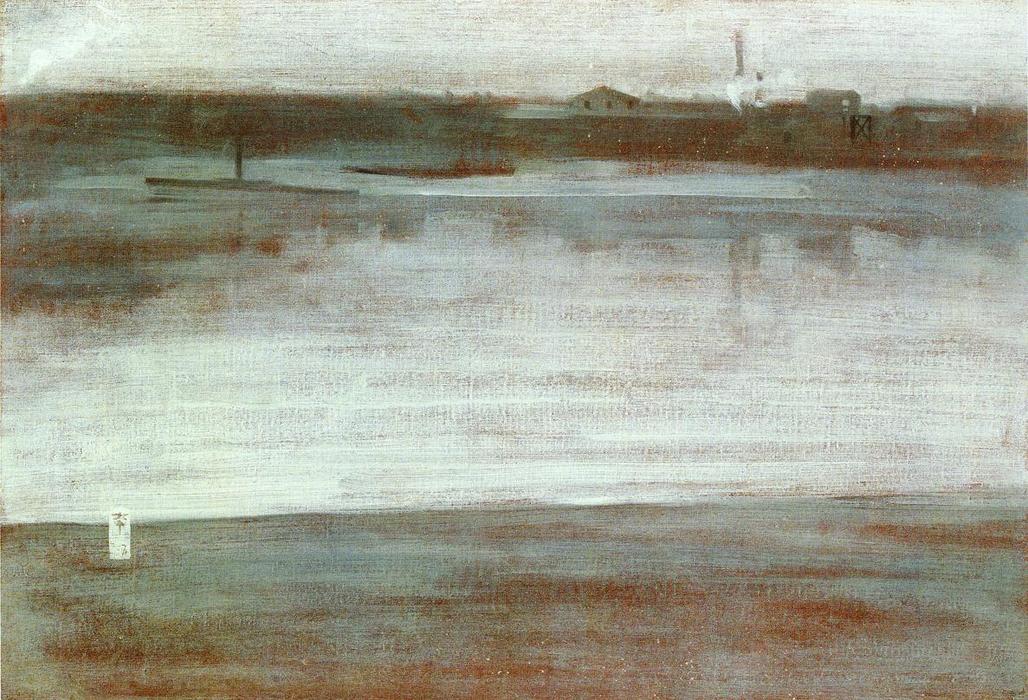 Order Paintings Reproductions Symphony in Grey: Early Morning, Thames, 1871 by James Abbott Mcneill Whistler (1834-1903, United States) | ArtsDot.com