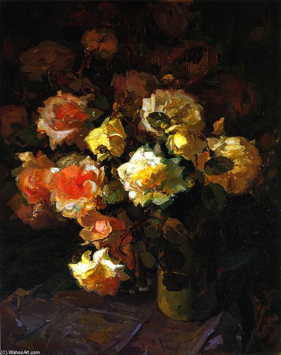 Order Art Reproductions A Tapestry of Roses by Franz Bischoff (1864-1929, Austria) | ArtsDot.com