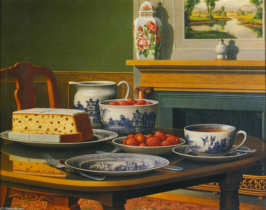 Order Artwork Replica Tea, Cake and Strawberries by Levi Wells Prentice (1851-1935, United States) | ArtsDot.com