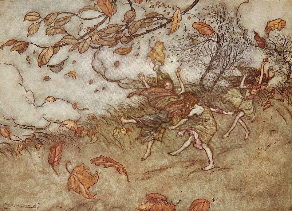 Buy Museum Art Reproductions There is almost nothing that has such a keen sense of fun as a fallen leaf (also known as Joy of a Fallen Leaf), 1906 by Arthur Rackham | ArtsDot.com