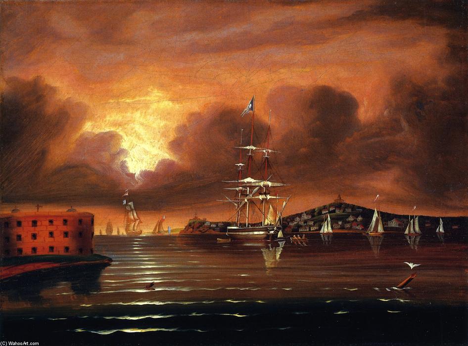 Buy Museum Art Reproductions Threatening Sky, Bay of New York, 1835 by Thomas Chambers (1808-1869) | ArtsDot.com