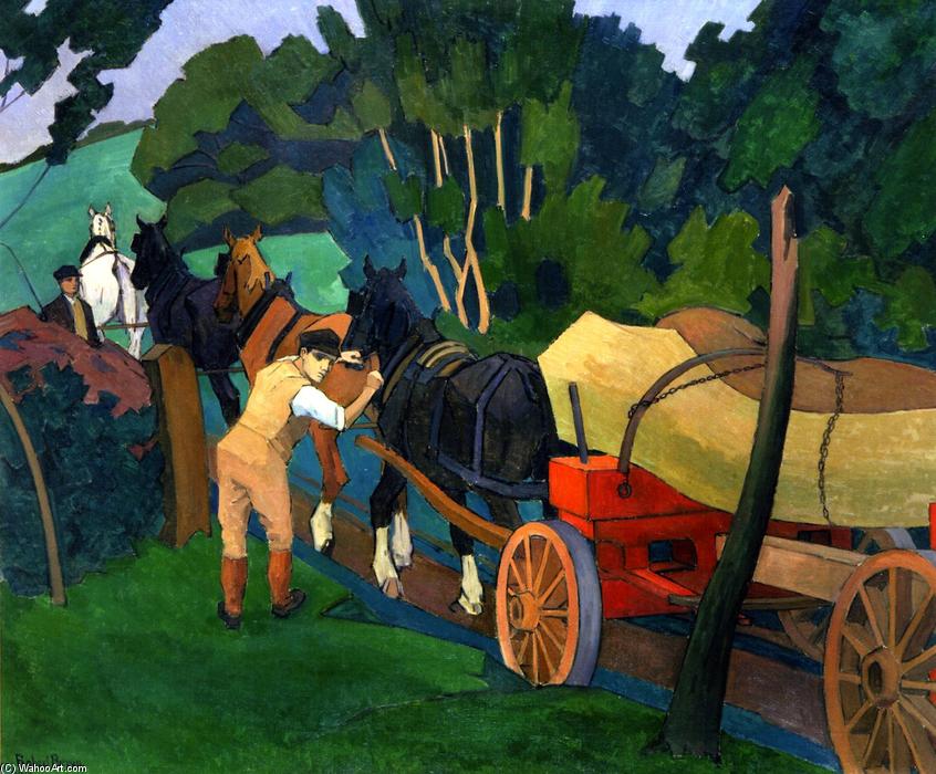 Order Oil Painting Replica Timber Hauling, 1918 by Robert Bevan (1865-1925, United Kingdom) | ArtsDot.com