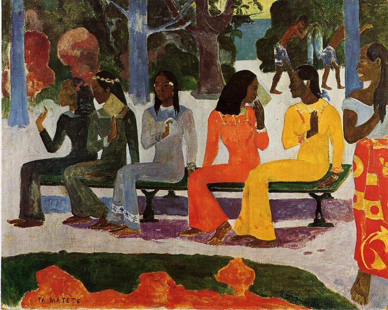 顺序 手工油畫 Ta Matete(也称“市场”), 1892 通过 Paul Gauguin (1848-1903, France) | ArtsDot.com