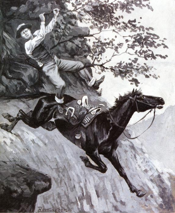 Order Art Reproductions Tom Kicked Away the Stirrups and Grasped the Low Branch of a Live Oak Tree, 1888 by Frederic Remington (1861-1909, United States) | ArtsDot.com